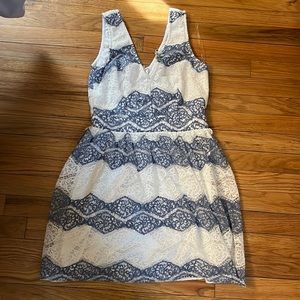 White and blue lace dress